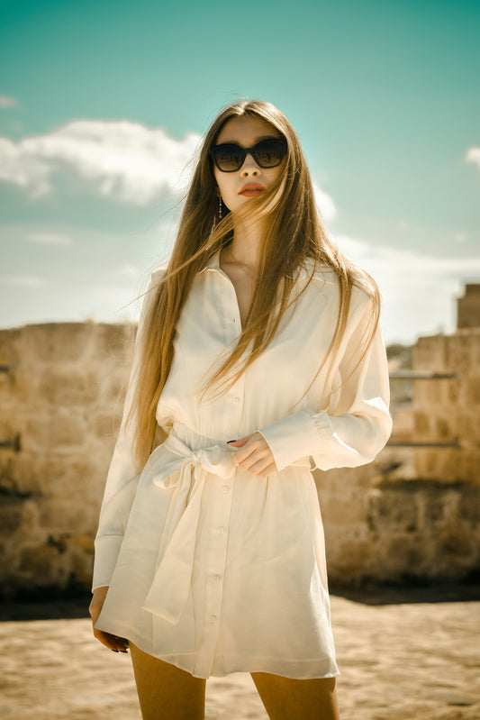 Elegant Belted Shirt Dress β Classic Button-Down Style